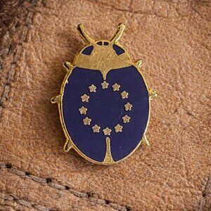 European Union Flag Ladybug Vintage Lapel Pin Tie Tack Brooch